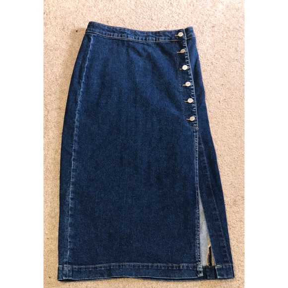 Free People Jasmine Buttoned Denim Midi Skirt - Picture 5 of 8